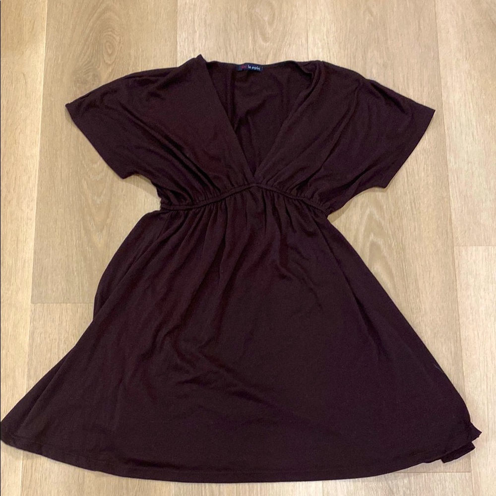 Fire Los Angeles Brown V-Neck Long blouse